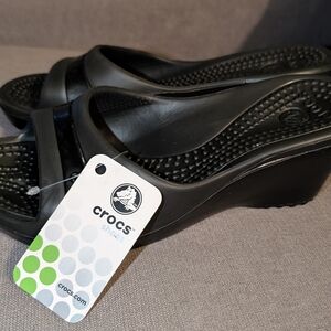 Crocs Women's Black Wedge Sandals
